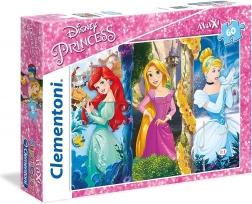 Puzzle Disney Princesses : Ariel, Raiponce et Cendrillon MAXI 60 pièces