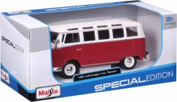 modèle en métal volkswagen samba blanc‑rouge 1:25