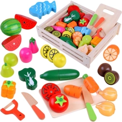Ensemble de fruits et légumes en bois à couper pour enfants
