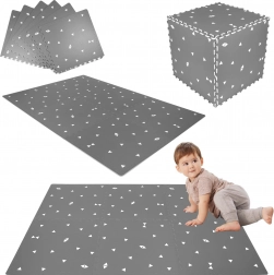 Tapis en mousse XXL Humbi 180 × 120 cm, puzzle imperméable, triangles gris, 6 pièces