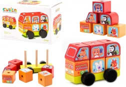 Minibus animaux heureux puzzle en bois