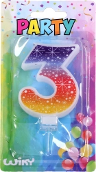 Bougie de fête Étoiles en forme de chiffre 3
