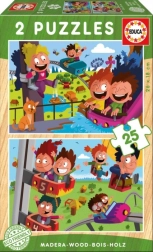 Puzzles en bois Parc d’attractions 2x25 pièces par Educa