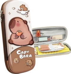Trousse scolaire rembourrée capybara marron