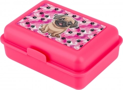 Boîte à goûter rose avec illustration de chien