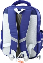 Sac à dos scolaire pour enfants avec écussons de dinosaures, bleu marine