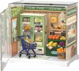 RoboTime Miniature 3D en bois – épicerie fruits et légumes