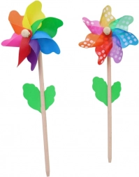 Moulin à vent 14 cm avec bâton en bois, 3 types