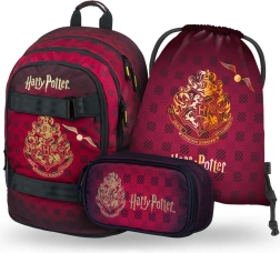 Ensemble scolaire Harry Potter Poudlard bordeaux – sac à dos, trousse et sac