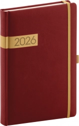 Agenda quotidien 2026 bordeaux-or 15 x 21 cm