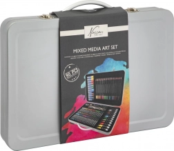 Set de fournitures artistiques dans une mallette en métal