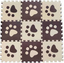 Puzzle de sol en mousse pour enfants – empreintes marron 29,5 × 29,5 cm