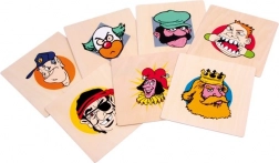 Assiettes d’anniversaire en bois Têtes joyeuses SMALL FOOT, lot de 7 pièces