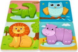 Set de puzzles en bois animaux 4-en-1 pour enfants dès 1 an