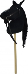 Cheval bâton en peluche avec son, 70 cm, noir