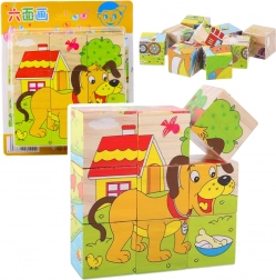Puzzle en cubes en bois ferme – 6 images d’animaux