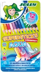 Crayons aquarellables JOLLY Supersticks Aqua, 12 couleurs dans une boîte métallique