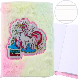 carnet peluche A5 avec licorne, couverture douce en peluche, ligné
