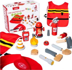 Set de pompier pour enfants avec costume et accessoires en bois