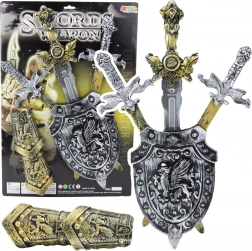 Set de chevalier avec épées, bouclier et protections