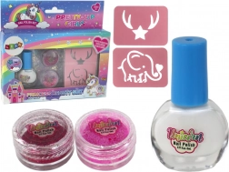 Coffret manucure pour enfants avec vernis, paillettes libres et pochoirs