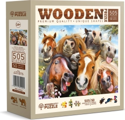 Puzzle en bois double-face Chevaux tout autour 505 pièces WOODEN CITY