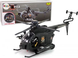 Hélicoptère militaire avec ailes et effets lumineux sur piles