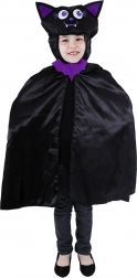 Cape de chauve-souris pour enfants avec capuche, noir‑violet, taille universelle