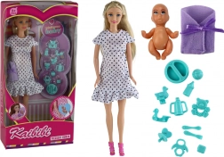 Poupée enceinte avec enfant et accessoires