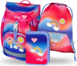 Ensemble scolaire BAAGL Airy Arc-en-ciel rouge : sac à dos, trousse, sac
