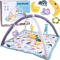 Grande couverture de jeu éducative pour bébés avec arches, jouets et petit coussin moelleux