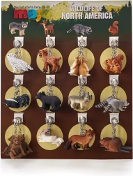 Présentoir Mojo avec 72 porte-clés – animaux de la forêt