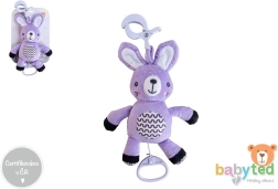 Lapin en peluche à remontoir avec musique et clip pour poussette et lit 30 cm