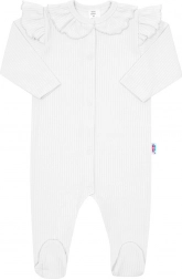 Grenouillère bébé en coton NEW BABY Stripes blanche