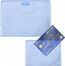 Étui horizontal bleu transparent élastique pour carte d’identification