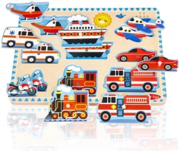 Puzzle sonore en bois véhicules