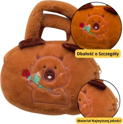 Sac en peluche avec capybara et rose brun rosé 20 cm