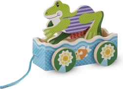 Jouet à tirer en bois Courses de grenouilles