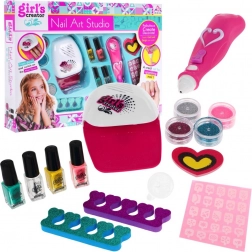 Coffret manucure pour enfants 5+ GIRL'S CREATOR avec sèche-ongles, applicateur de paillettes et accessoires