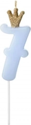 Bougie d’anniversaire bleue avec couronne numéro 7