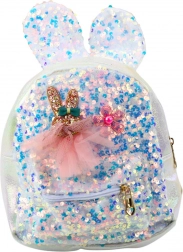 Sac à dos enfant avec oreilles de lapin et paillettes blanc 4,4 L