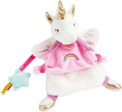 Doudou marionnette en peluche Licorne