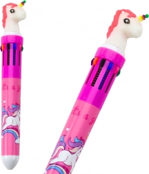 Stylo-bille multicolore Licorne automatique rose