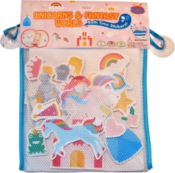 Autocollants de bain en mousse licornes avec filet de rangement