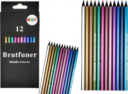 Set de crayons métalliques ronds à mine tendre 12 pcs