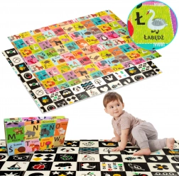 Humbi tapis de jeu en mousse pliable 2-en-1 XPE 180 × 120 cm – alphabet et images contrastées