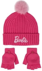 Ensemble d'hiver BARBIE – bonnet et gants pour enfants de 5 à 8 ans