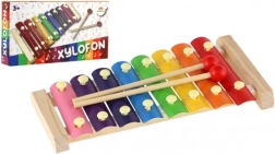 Xylophone pour enfants en bois et métal avec mailloches 24 cm