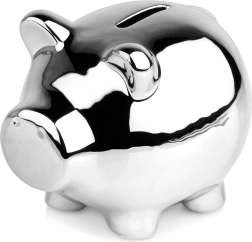 Tirelire en céramique argentée en forme de cochon 11,5 × 9 cm