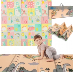 Humbi grande tapis de jeu pliable en mousse XPE 200×180 cm dinosaures, animaux et lettres avec toise